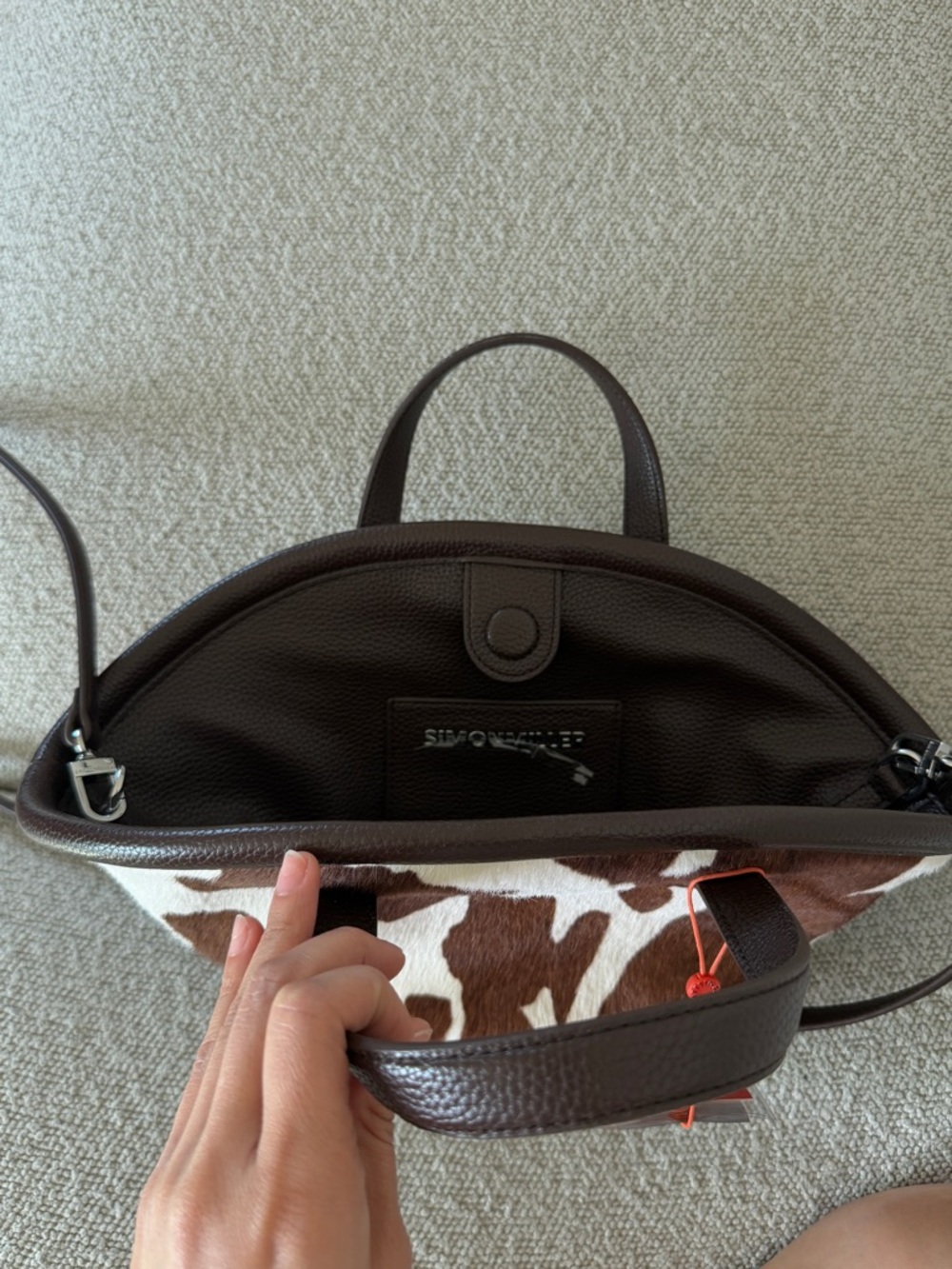 Simon miller Mercado Mini Tote Bag in Cow Print - Picture 4 of 5